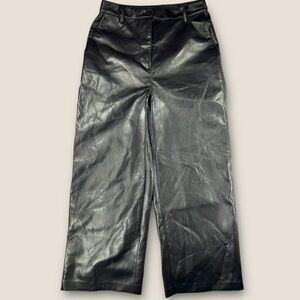 Babaton Black Wide Leg Faux Leather Pants Size 8